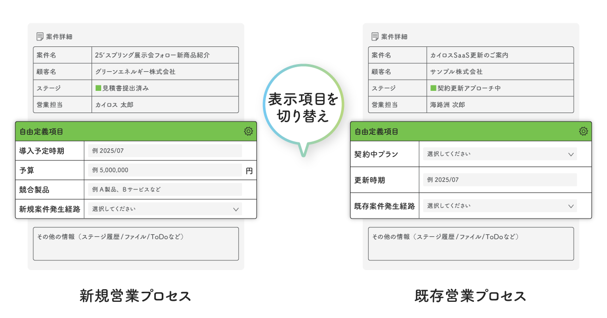 営業プロセス項目設定