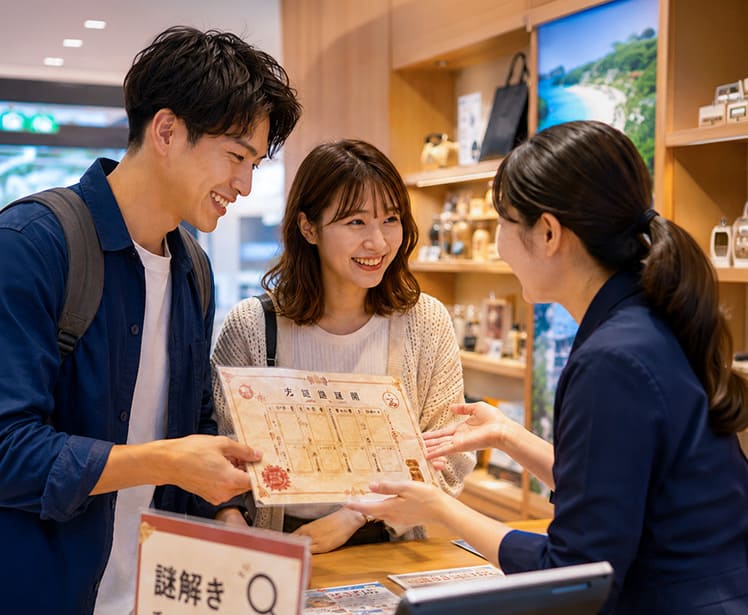 店舗内で謎解きを楽しむイメージ