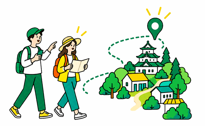 地域を楽しく回遊するイベントのイメージ